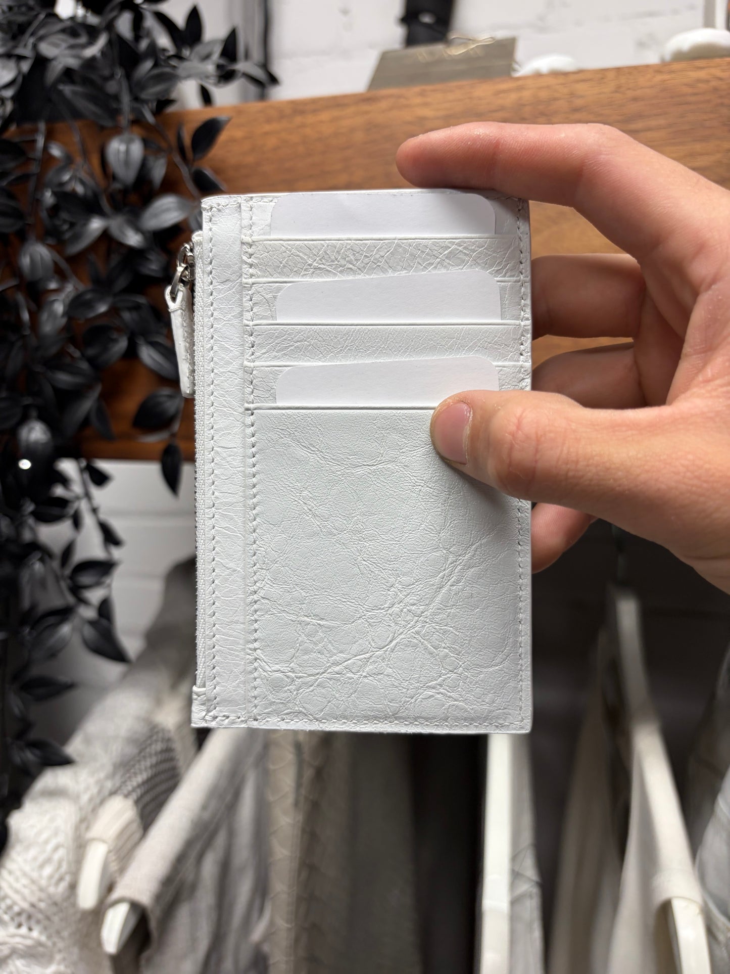 AW2023 Balenciaga ‘Heavy Metal’ White Leather Cardholder Wallet