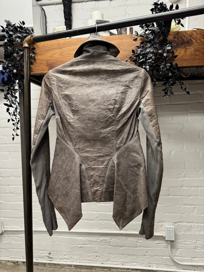 SS2010 Rick Owens ‘Naska’ Brown Lambskin Leather High-Neck Jacket
