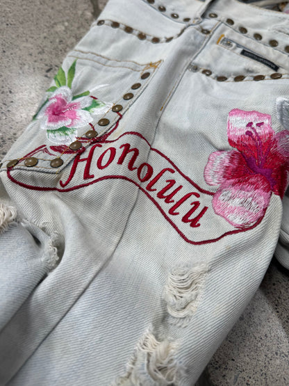 SS2005 Dolce & Gabbana ‘Aloha’ Studded Light Wash Denim