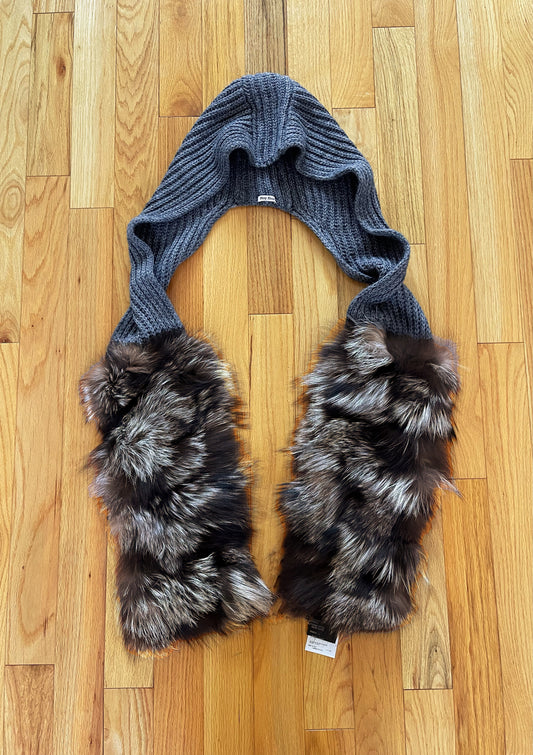 Spring Summer 2000 Miu Miu Hooded ‘Fox Fur’ Wool Scarf