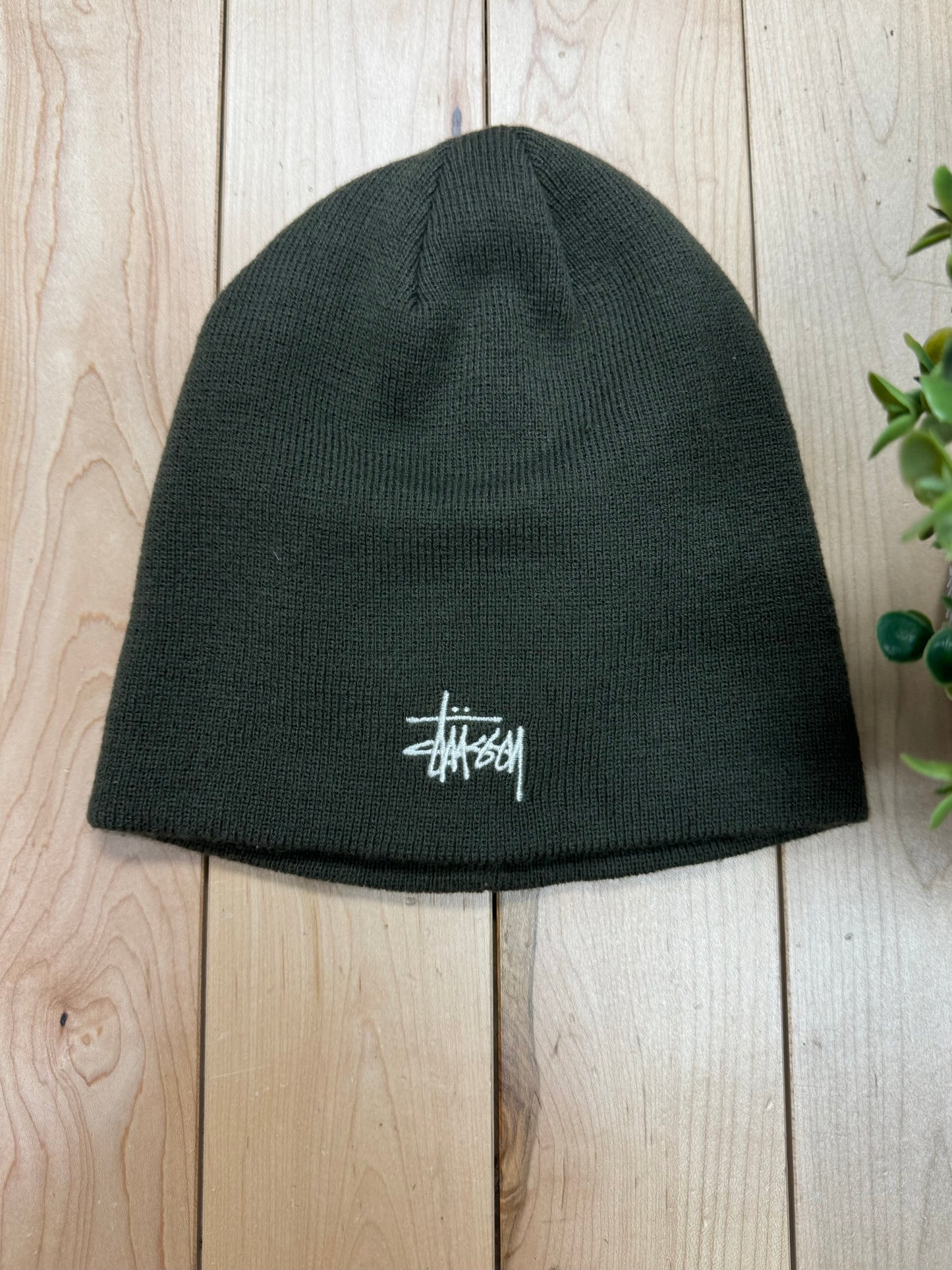 Stussy Olive/White Ribbed Beanie