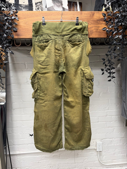 Kapital Sun-Faded Green Exposed Pocket Cargo Pants