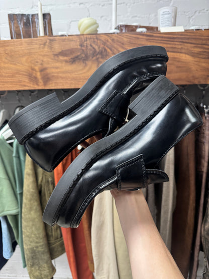 Prada ‘Spazzolato’  Platform Calfskin Leather Loafers