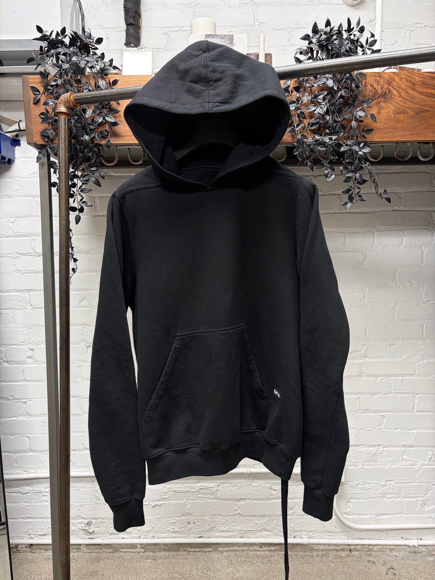 Rick Owens Patched DRKSHDW ‘Granbury’ Black Drawstring Hoodie