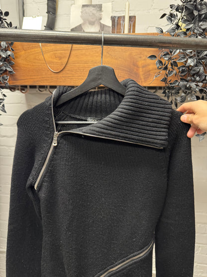 AW2003 Dolce & Gabbana ‘Spiral Zip’ Black Ribbed High Neck Sweater