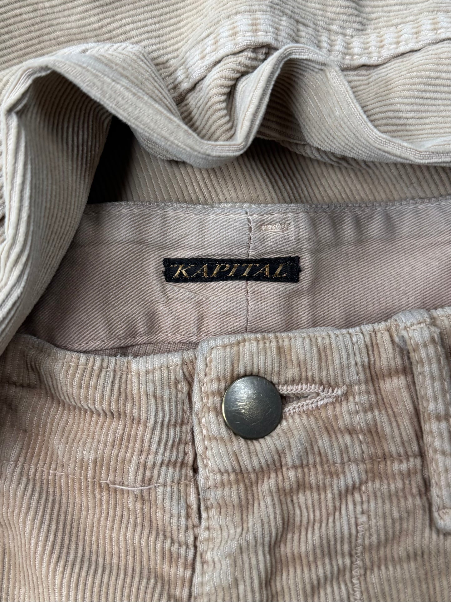 Kapital Wide Leg Corduroy Cargo Pants