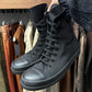 Rick Owens Waxed Nylon ‘Ramones’ Black High Top Sneakers