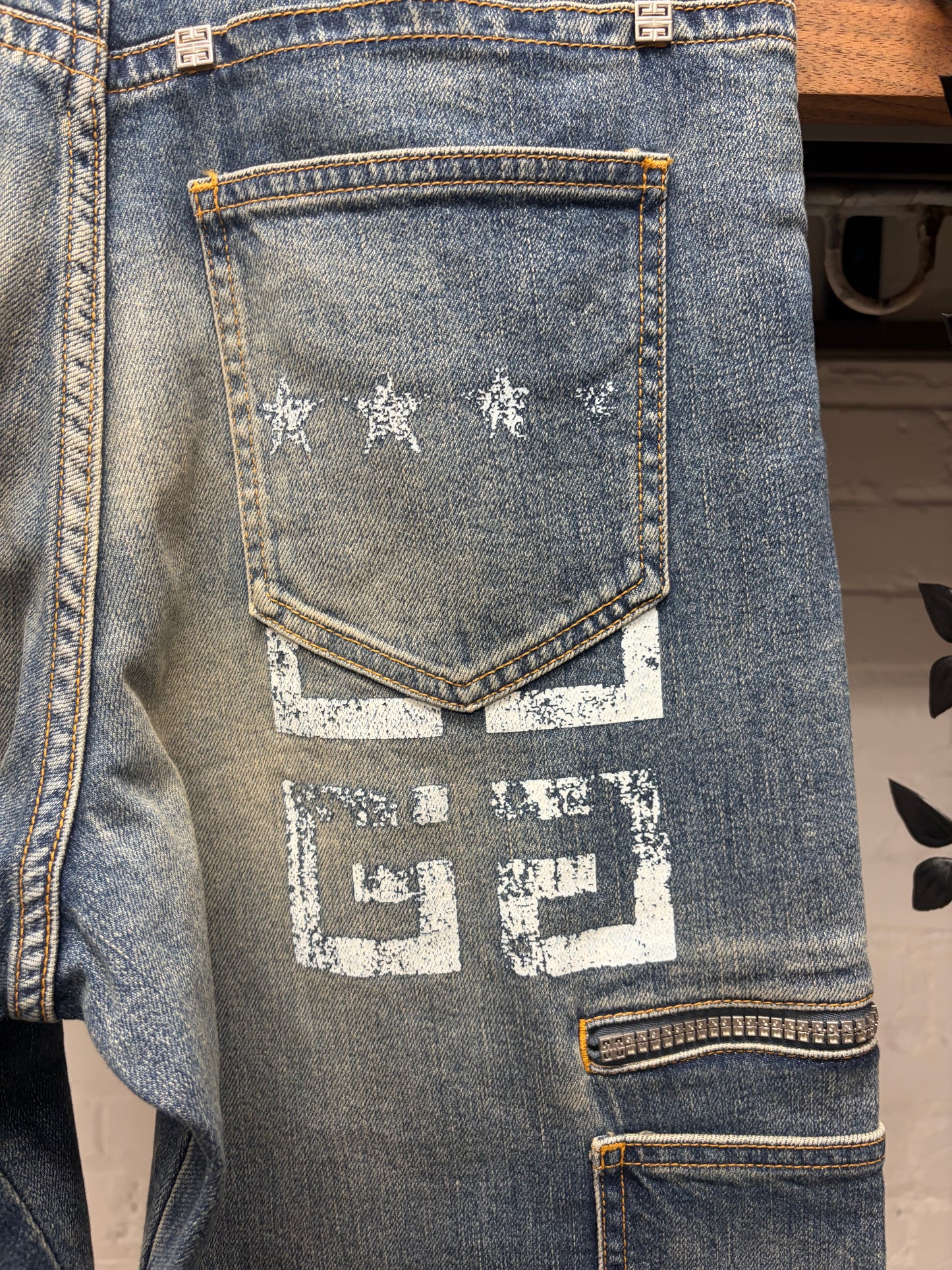 Givenchy Straight Leg Blue Cargo Denim