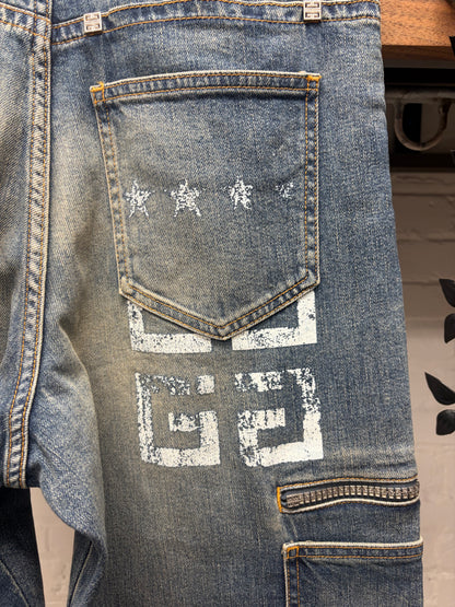 Givenchy Straight Leg Blue Cargo Denim