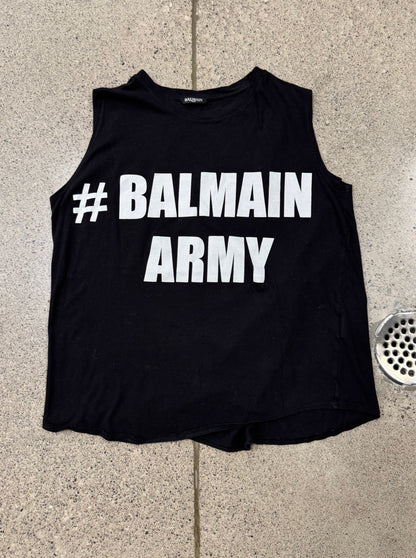 2010s Balmain ‘Army’ Cutoff Tank Top
