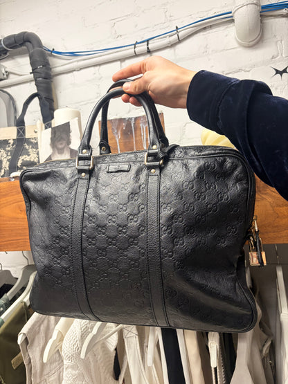 Gucci ‘Guccissima’ Embossed Monogram Black Leather Business Bag