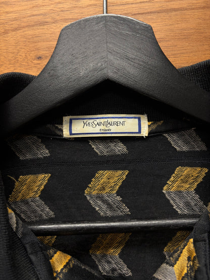 Vintage Yves Saint Laurent Black/Yellow Patterned Polo