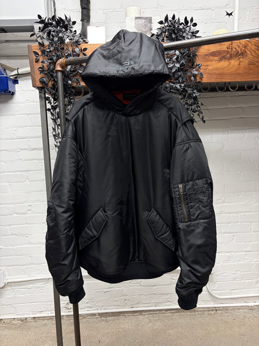 AW2022 Balenciaga ‘3B Sport Logo’ Padded Black 'Mudshow' Oversized MA-1 Pullover