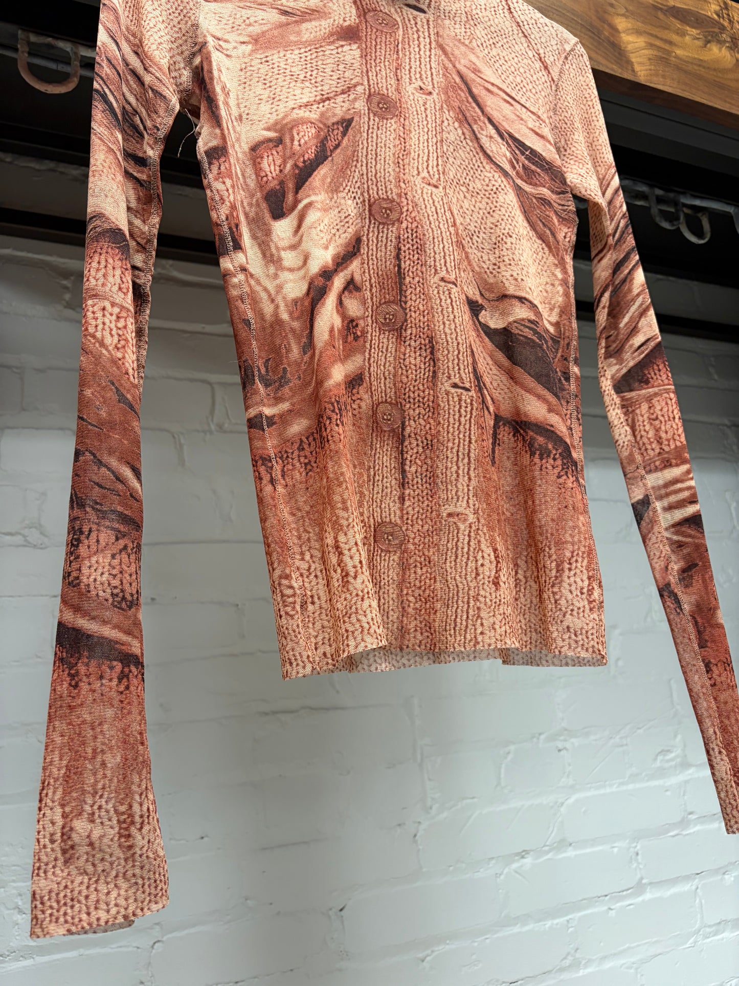 SS2004 Jean Paul Gaultier ‘Trompe L’œil’ Mesh ‘Button Up’ Top