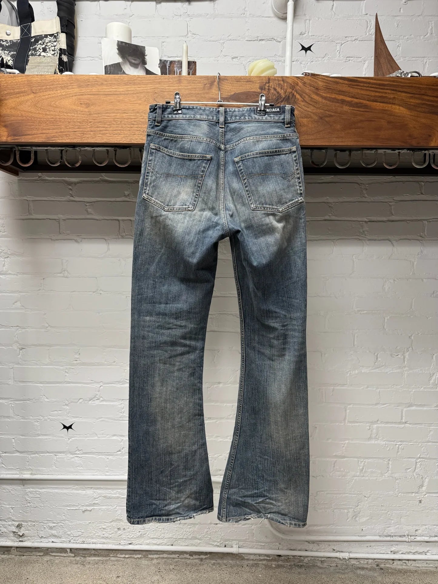 2023 Balenciaga ‘Lost Tapes’ Flared Dirt Wash Blue Denim