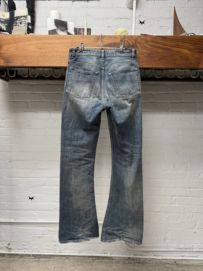 2023 Balenciaga ‘Lost Tapes’ Flared Dirt Wash Blue Denim