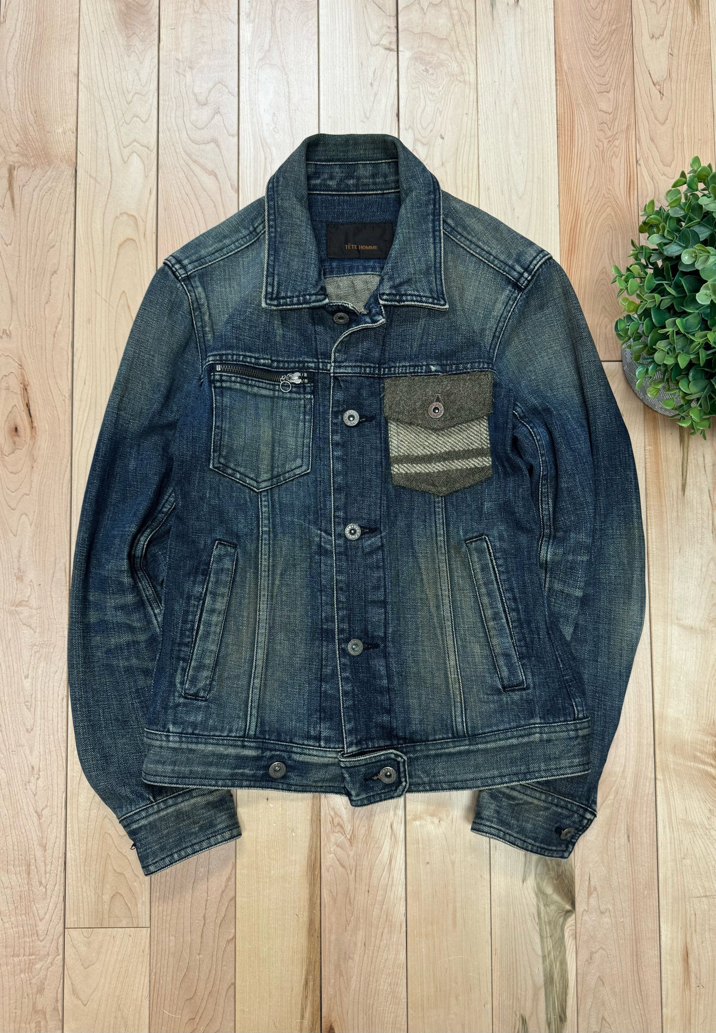 Tete Homme Wool Pocket Denim Trucker Jacket