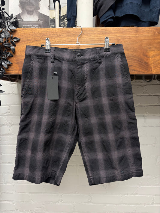 Undercover Purple/Black ‘Shadow Plaid’ Cotton Shorts