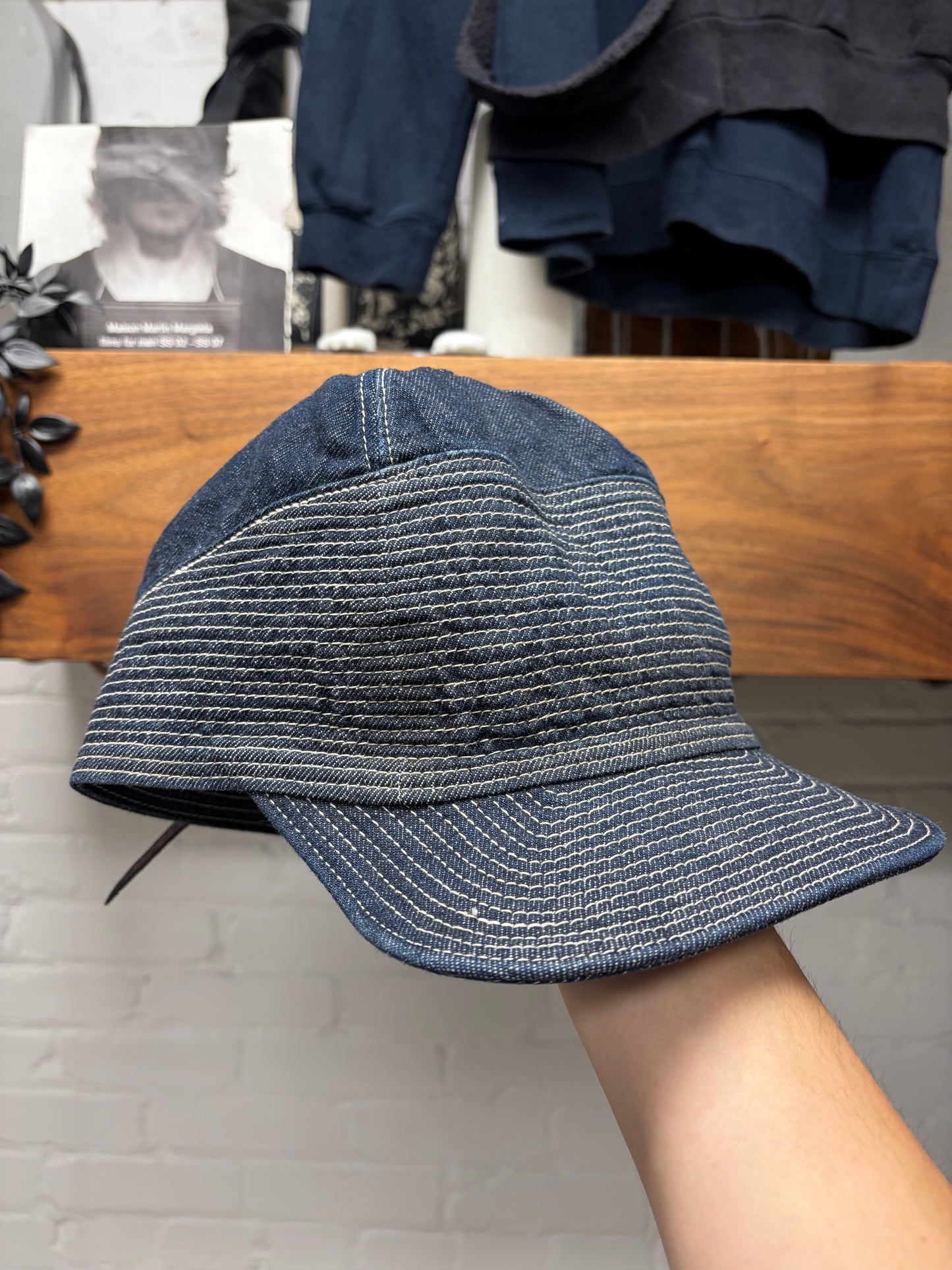 Kapital 11.5 oz Raw Blue Indigo Denim Strap-Back Hat