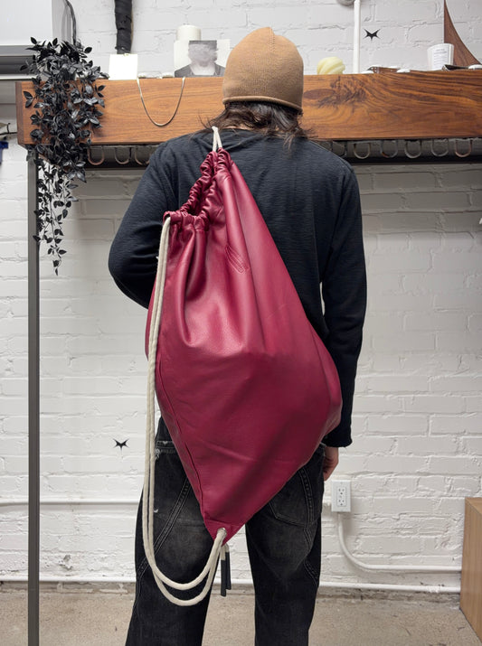SS2023 Rick Owens ‘Edfu’ Fuchsia/Pink Leather Drawstring Backpack