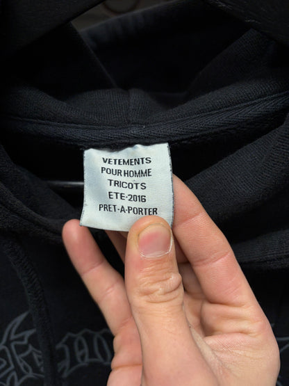 SS2016 Vetements ‘Metal Logo’ Black Reconstructed Split Hoodie