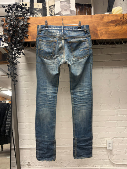 AW2008 Dior Homme ‘Luster’ Waxed Blue Skinny Jeans