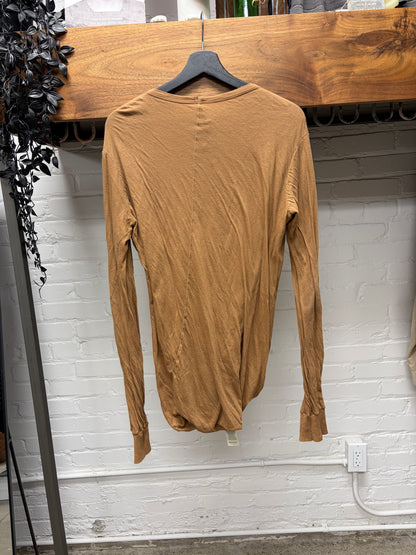 AW2021 Rick Owens ‘Gethsemane’ Double Layered ‘Honey’ Long Sleeve Cotton T-Shirt