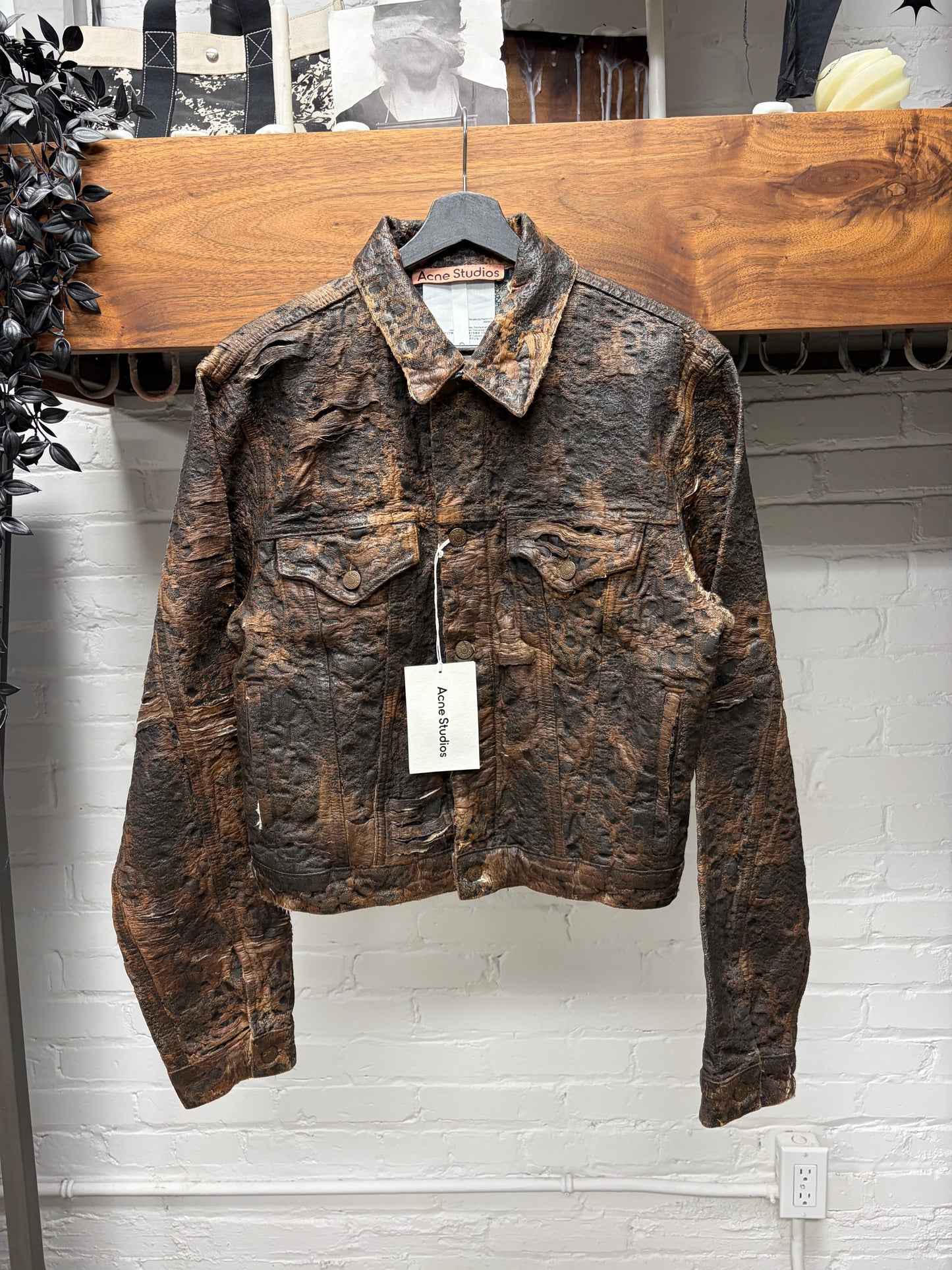 Acne Studios ‘Oraya’ Distressed Brown Denim Trucker Jacket