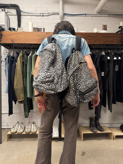 Saint Laurent ‘Leopard Print’ Leather/Canvas Backpack