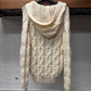 AW2020 Saint Laurent ‘Baja’ Cream Cable Knit Hooded Sweater