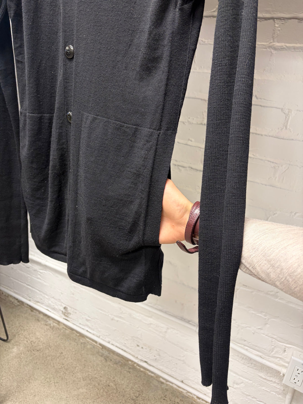SS2014 Rick Owens ‘Vicious’ Mollino Ribbed Black Knit Cardigan