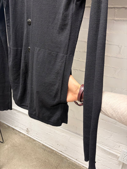 SS2014 Rick Owens ‘Vicious’ Mollino Ribbed Black Knit Cardigan