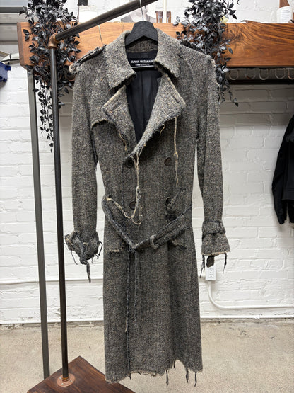AW2003 Junya Watanabe Distressed Wool Double Breasted Trench Coat