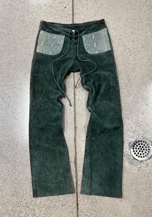 Maison Margiela Suede ‘Lace Up’ Snakeskin Pants