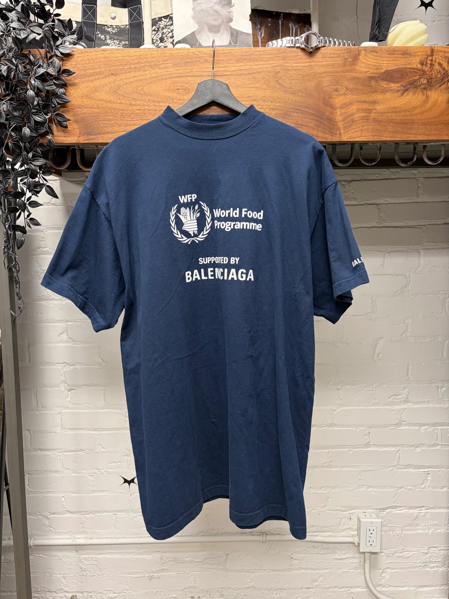 2022 Balenciaga World Food Programme Navy Blue Oversized T-Shirt