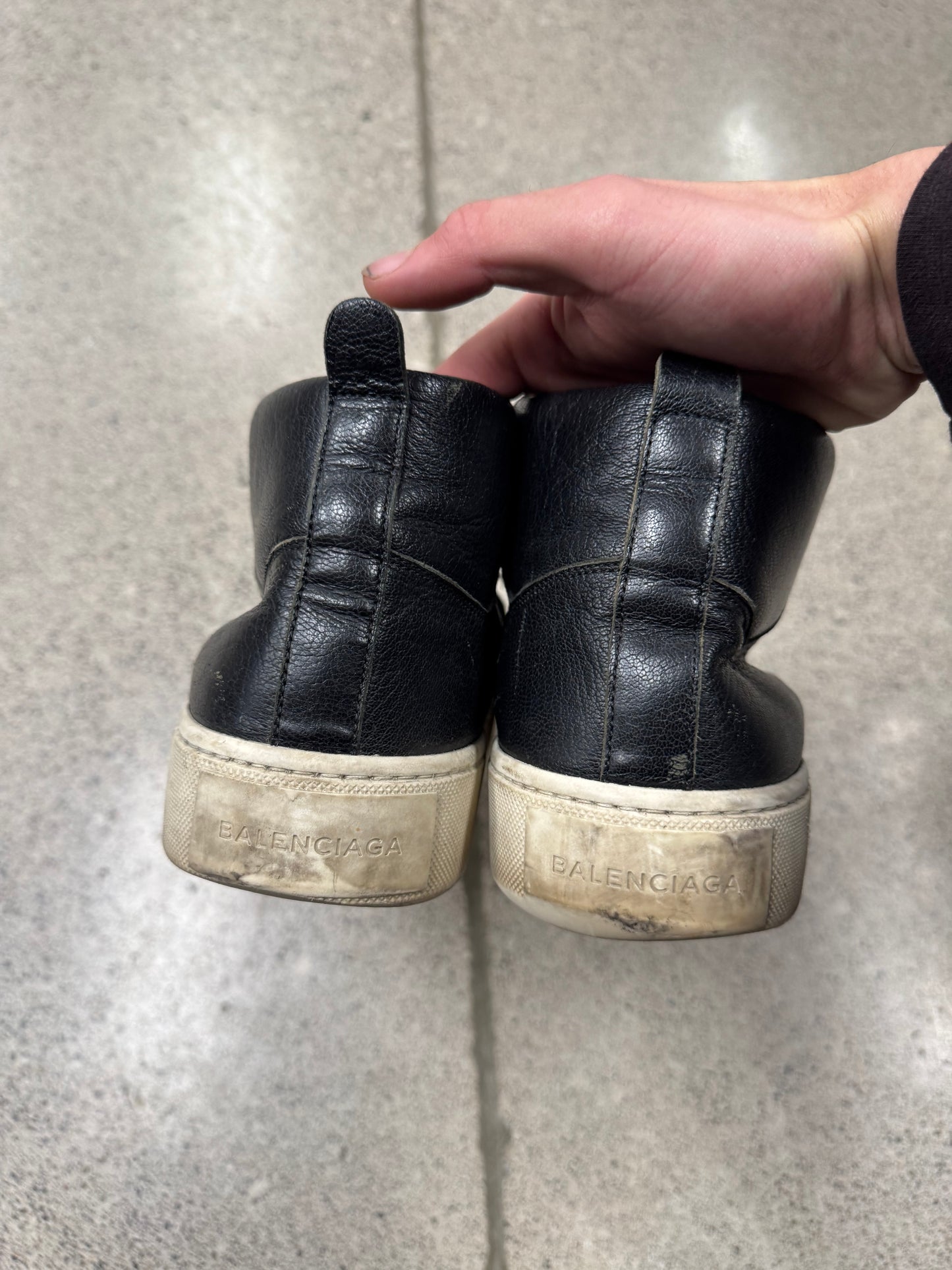 Balenciaga ‘Arena’ Black Leather High Top Sneakers