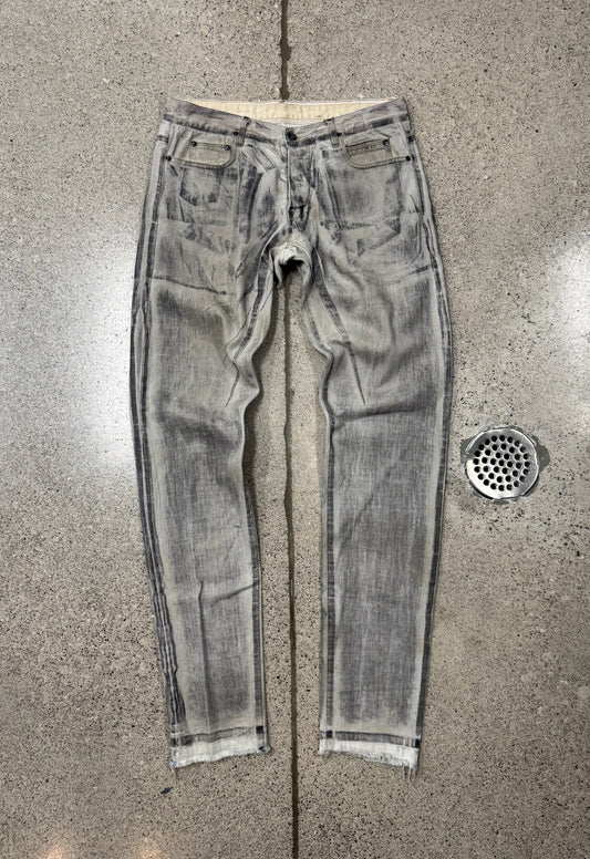 SS2010 Rick Owens ‘Gravel’ Geometric Grey Slim/Skinny Denim