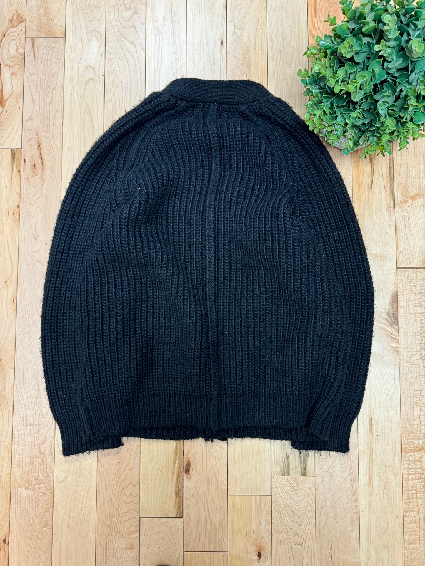 Undercover x GU Black Cable Knit Cardigan.