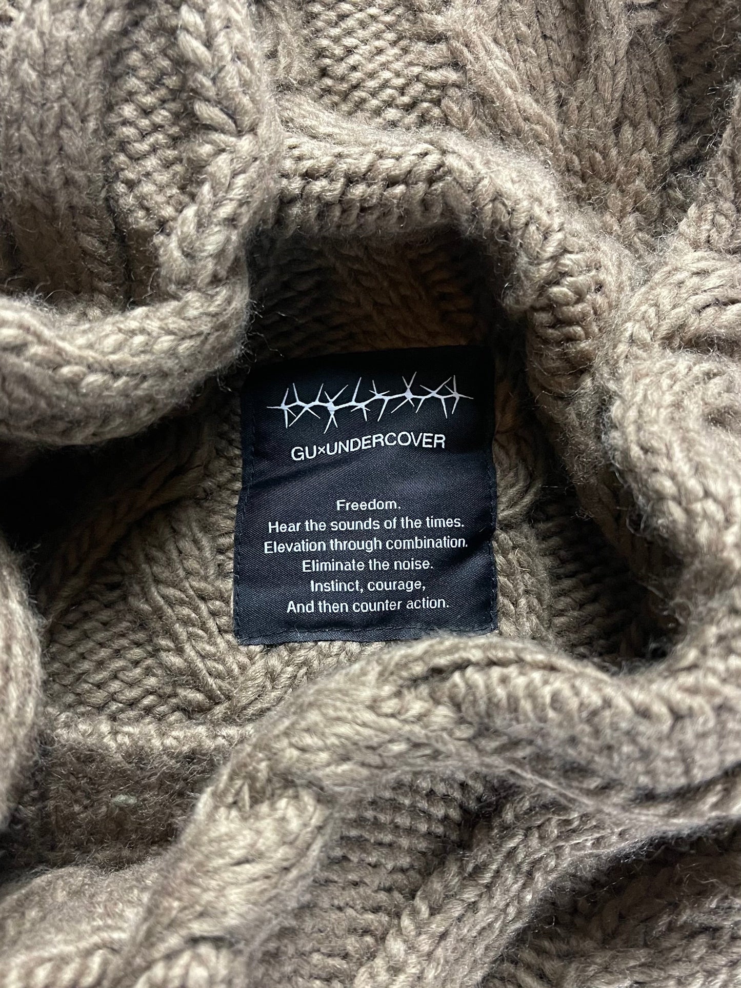 Undercover x GU Brown Cable Knit Sweater