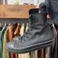 Rick Owens Waxed Nylon ‘Ramones’ Black High Top Sneakers