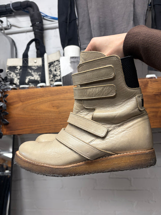 AW2009 Undercover ‘Earmuff Maniac’ Leather Multi-Strap Crepe Sole Boots