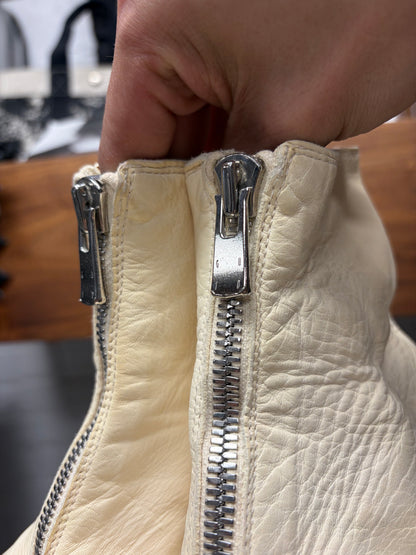 Guidi ‘PL1’ Front Zip Cream White Horse Leather Boots