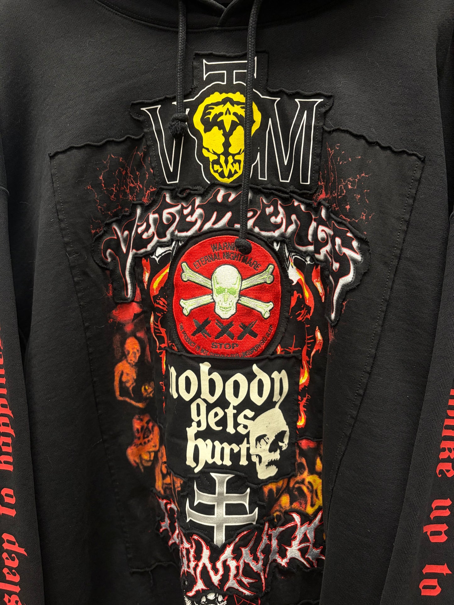 SS2022 Vetements ‘Metal Patched’ Black Oversized Hoodie
