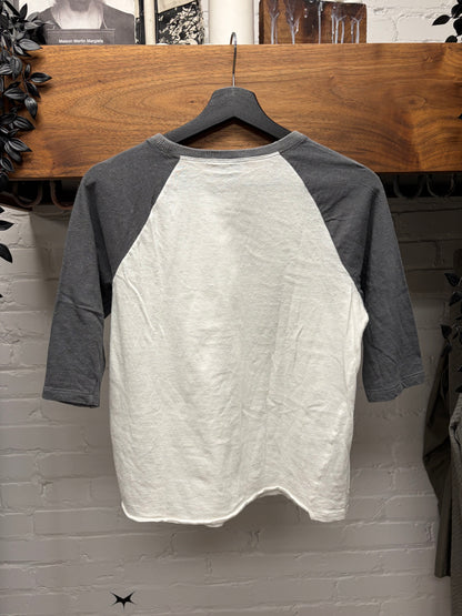2018 Saint Laurent ‘Constellations’ White/Pink Baseball Sleeve Shirt
