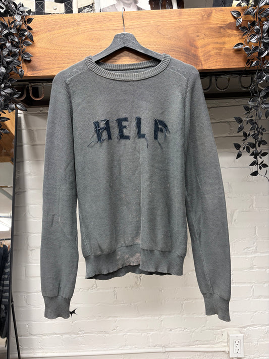 SS2006 Maison Martin Margiela ‘Help’ Distressed Grey Knitted Sweater