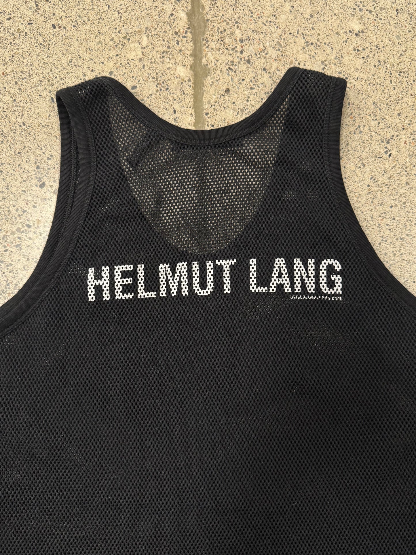 Helmut Lang Black Mesh Logo Tank Top