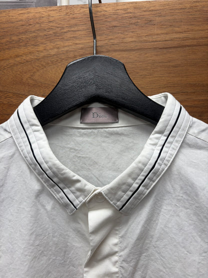 Dior Homme Striped Collar ‘French Button Up’ White Dress Shirt