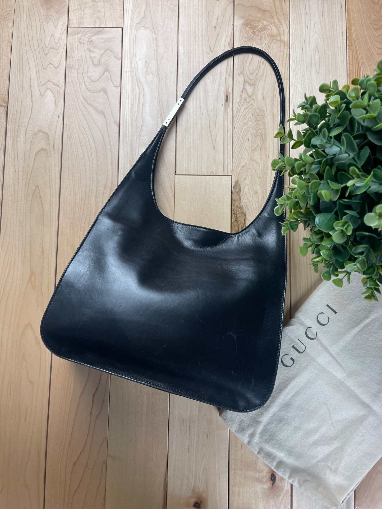 Vintage Gucci ‘Hobo’ Black Patent Leather Shoulder Bag