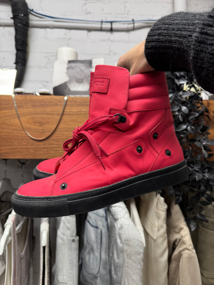 SS2012 Raf Simons Red Leather High Top Sneakers