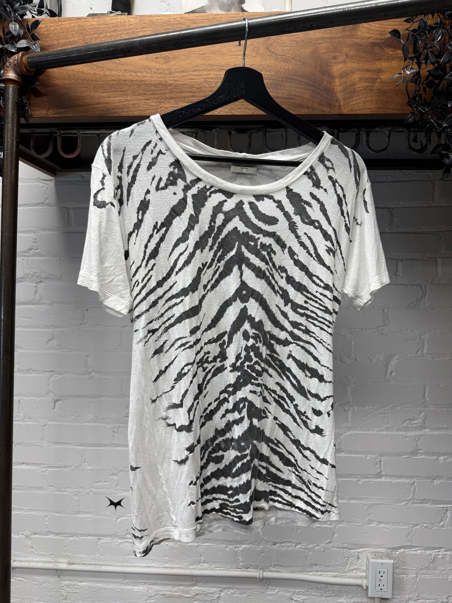 SS2014 Saint Laurent by Hedi Slimane ‘Zebra Print’ Thin Cotton T-Shirt